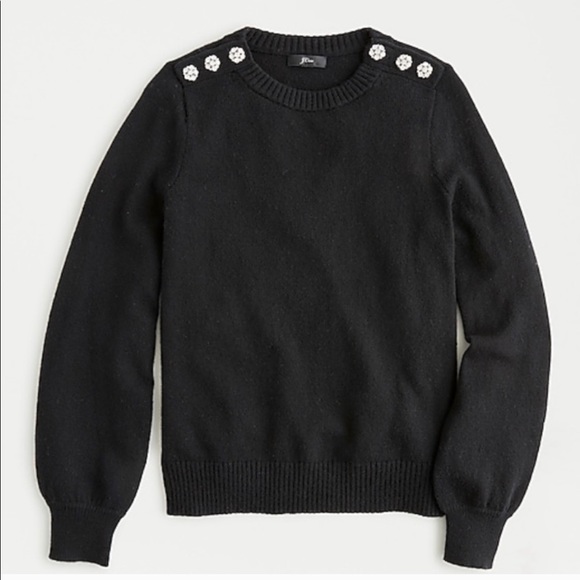J. Crew Sweaters - JCREW Jeweled Button Puff Sleeve Sweater